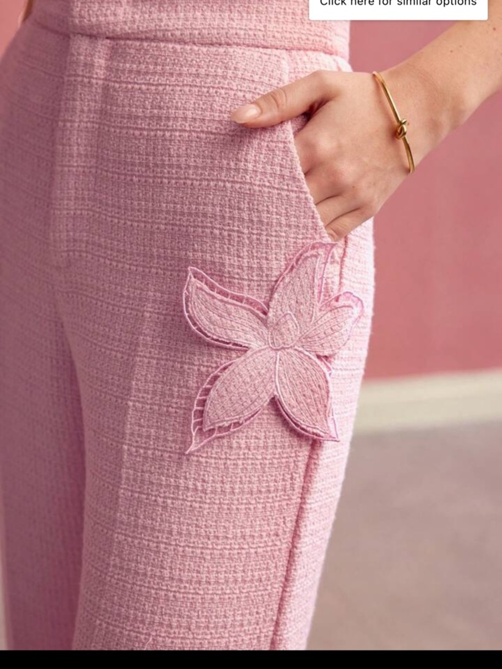 MOTF Pink Tweed Wide-Leg Feminine Pants - Picture 4 of 17